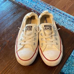 White low rise converse slip on shoes